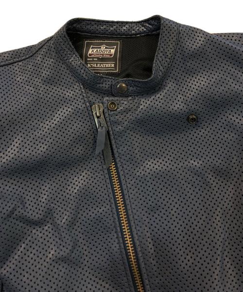 KADOYA（カドヤ）kadoya (カドヤ) パンチングシングルライダースジャケット ブルー サイズ:SIZE LLの古着・服飾アイテム