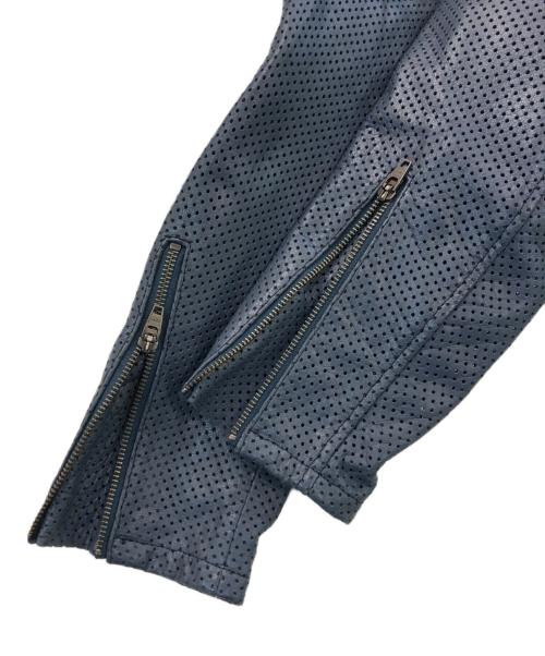 KADOYA（カドヤ）kadoya (カドヤ) パンチングシングルライダースジャケット ブルー サイズ:SIZE LLの古着・服飾アイテム