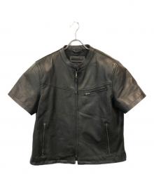 Liugoo Leathers（リューグーレザーズ）の古着「半袖レザージャケット」｜ブラック