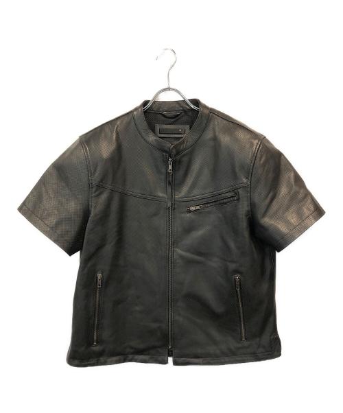 Liugoo Leathers（リューグーレザーズ）LIUGOO LEATHERS (リューグーレザーズ) 半袖レザージャケット ブラック サイズ:SIZE LLの古着・服飾アイテム