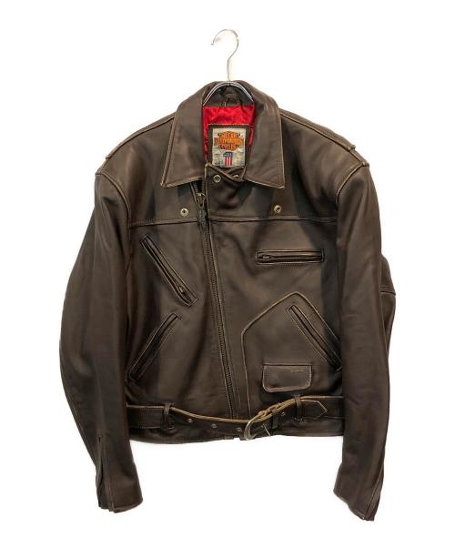 HARLEY-DAVIDSON（ハーレーダビッドソン）HARLEY-DAVIDSON (ハーレーダビッドソン) ライダースジャケット ブラウン サイズ:SIZE 1の古着・服飾アイテム