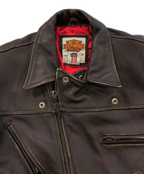 HARLEY-DAVIDSON（ハーレーダビッドソン）HARLEY-DAVIDSON (ハーレーダビッドソン) ライダースジャケット ブラウン サイズ:SIZE 1の古着・服飾アイテム