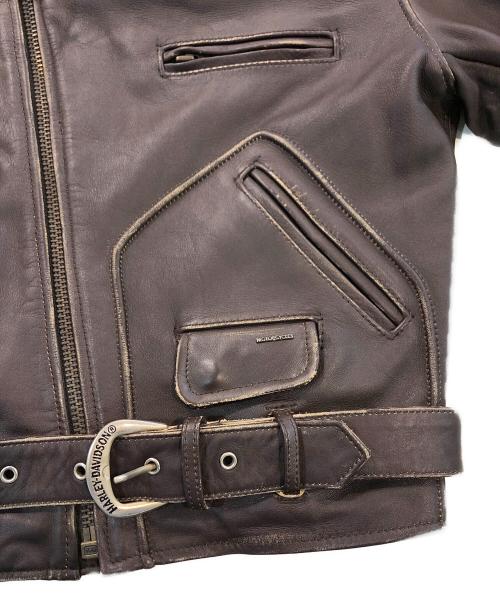 HARLEY-DAVIDSON（ハーレーダビッドソン）HARLEY-DAVIDSON (ハーレーダビッドソン) ライダースジャケット ブラウン サイズ:SIZE 1の古着・服飾アイテム