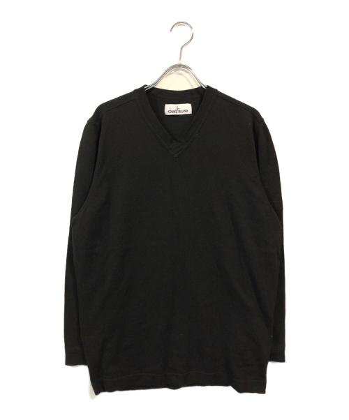 STONE ISLAND（ストーンアイランド）STONE ISLAND (ストーンアイランド) Vネックニット ブラック サイズ:Lの古着・服飾アイテム