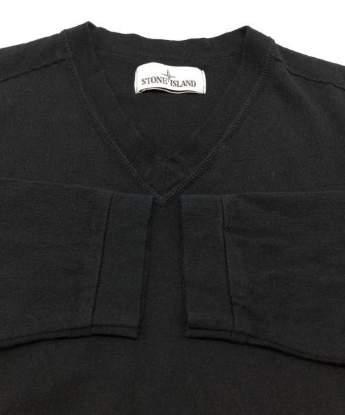 STONE ISLAND（ストーンアイランド）STONE ISLAND (ストーンアイランド) Vネックニット ブラック サイズ:Lの古着・服飾アイテム