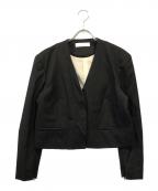 MALLOW BLUEマロウブルー）の古着「ROMANノーカラージャケット」｜ブラック