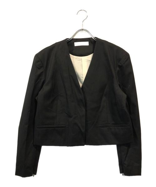 MALLOW BLUE（マロウブルー）mallow blue (マロウブルー) ROMANノーカラージャケット ブラック サイズ:SIZE Freeの古着・服飾アイテム