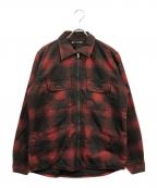 MINEDENIMマインデニム）の古着「オンブレチェックジップジャケット」｜レッド