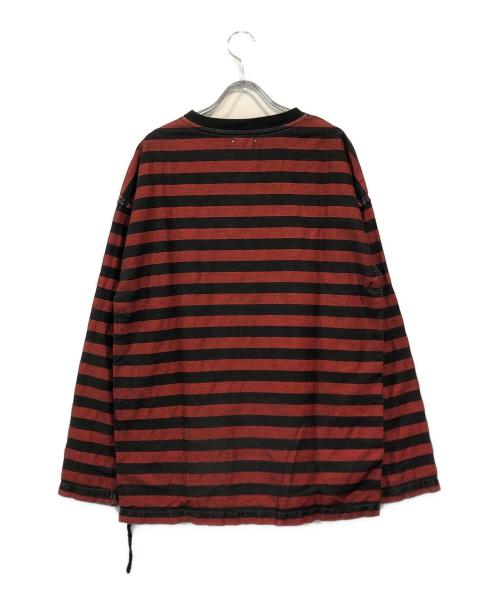 MINEDENIM（マインデニム）MINEDENIM (マインデニム) ボーダーサイドジップデニムカットソー レッド サイズ:1の古着・服飾アイテム