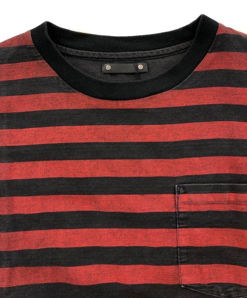 MINEDENIM（マインデニム）MINEDENIM (マインデニム) ボーダーサイドジップデニムカットソー レッド サイズ:1の古着・服飾アイテム