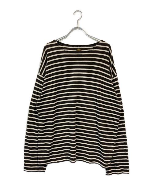 BATONER（バトナ―）BATONER (バトナ―) コットンリネンハイツイストバスクシャツ ホワイト×ブラック サイズ:3の古着・服飾アイテム