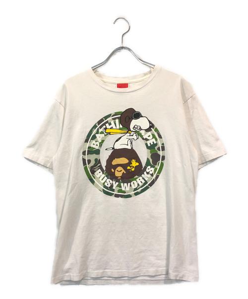 PEANUTS（ピーナッツ）PEANUTS (ピーナッツ) A BATHING APE (ア ベイシング エイプ) 半袖カットソー ホワイト サイズ:Mの古着・服飾アイテム
