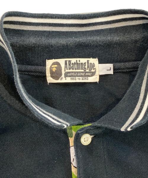 PEANUTS（ピーナッツ）PEANUTS (ピーナッツ) A BATHING APE (ア ベイシング エイプ) 半袖ポロシャツ ブラック サイズ:Lの古着・服飾アイテム