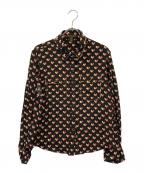 LOUIS VUITTONルイ ヴィトン）の古着「ハート総柄 シルク長袖シャツ」｜ブラック