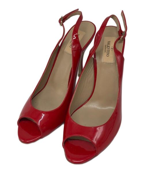 VALENTINO（ヴァレンティノ）VALENTINO (ヴァレンティノ) オープントゥーパンプス レッド サイズ:SIZE 38 1/2の古着・服飾アイテム