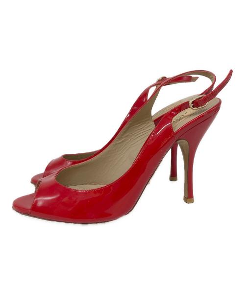VALENTINO（ヴァレンティノ）VALENTINO (ヴァレンティノ) オープントゥーパンプス レッド サイズ:SIZE 38 1/2の古着・服飾アイテム