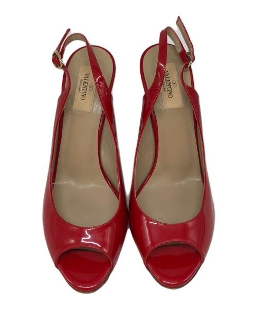 VALENTINO（ヴァレンティノ）VALENTINO (ヴァレンティノ) オープントゥーパンプス レッド サイズ:SIZE 38 1/2の古着・服飾アイテム