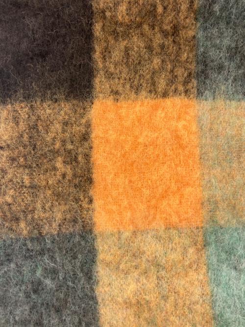 Acne studios（アクネ ストゥディオス）ACNE STUDIOS (アクネ ストゥディオス) ウール フリンジ モヘア チェックストール オレンジ×ブラウン サイズ:-の古着・服飾アイテム