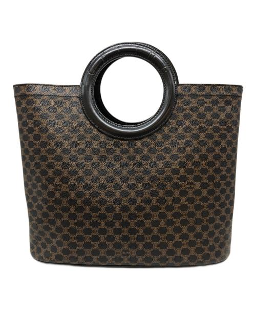 CELINE（セリーヌ）CELINE (セリーヌ) マカダム柄サークルハンドルバッグ ブラック×ブラウンの古着・服飾アイテム