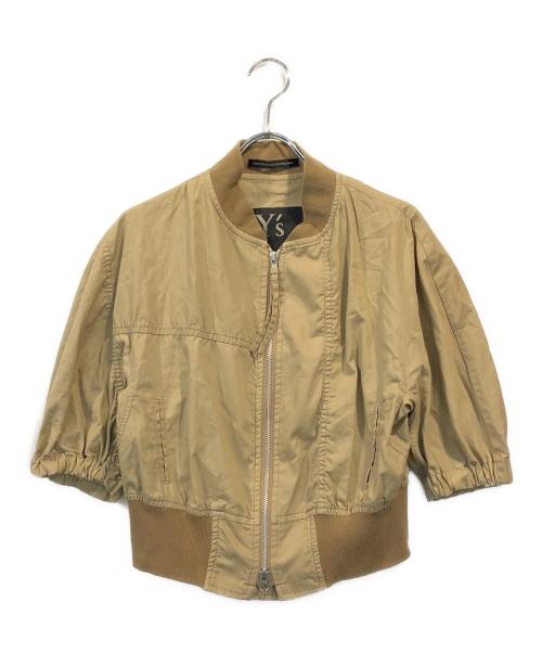 Y's（ワイズ）Y's (ワイズ) コットンポリワッシャー半袖ショートブルゾン ベージュ サイズ:SIZE 2の古着・服飾アイテム