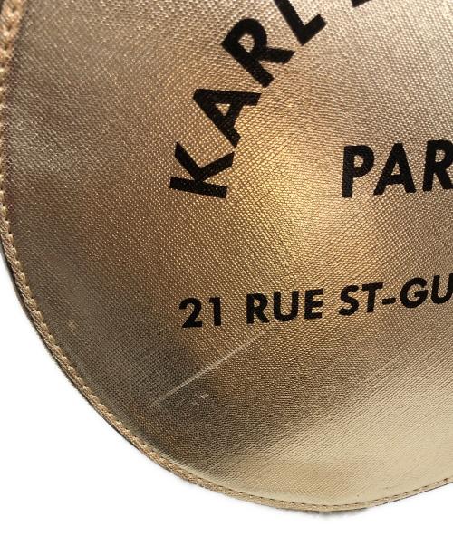 Karl Lagerfeld（カール ラガーフェルド）KARL LAGERFELD (カール ラガーフェルド) メタリックキャットラウンドバッグ ゴールドの古着・服飾アイテム