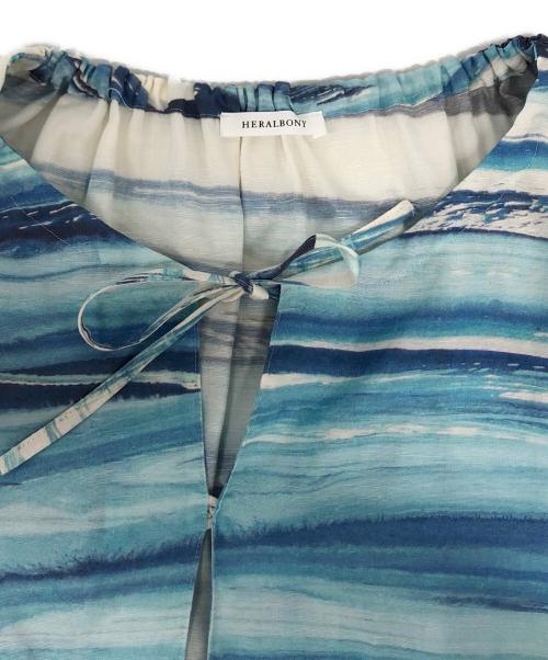 HERALBONY（ヘラルボニー）HERALBONY (ヘラルボニー) リネンブラウス「ももこ」 ブルー サイズ:FREEの古着・服飾アイテム