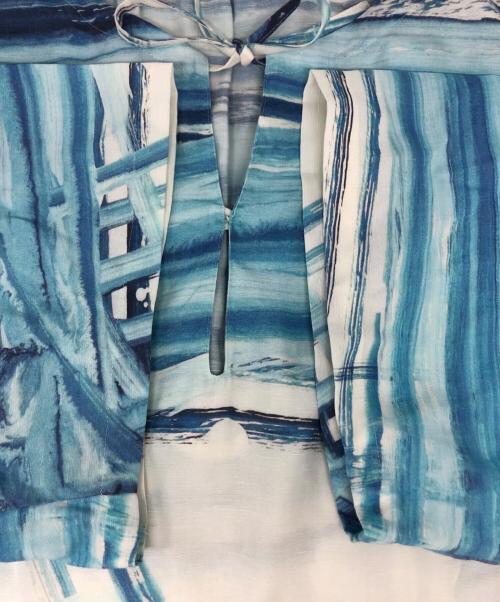 HERALBONY（ヘラルボニー）HERALBONY (ヘラルボニー) リネンブラウス「ももこ」 ブルー サイズ:FREEの古着・服飾アイテム