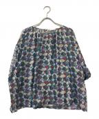 HERALBONYヘラルボニー）の古着「シフォンブラウス「タイトル不明」」｜ブルー×パープル