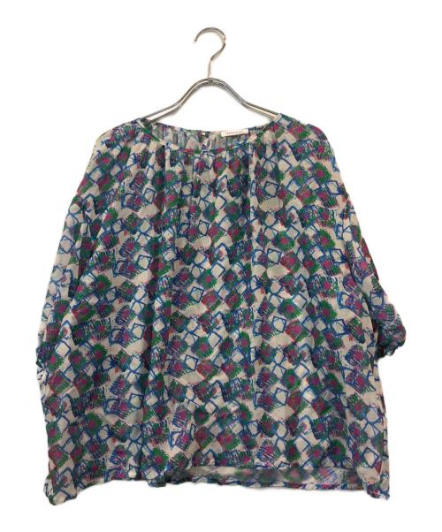 HERALBONY（ヘラルボニー）HERALBONY (ヘラルボニー) シフォンブラウス「タイトル不明」 ブルー×パープル サイズ:Freeの古着・服飾アイテム