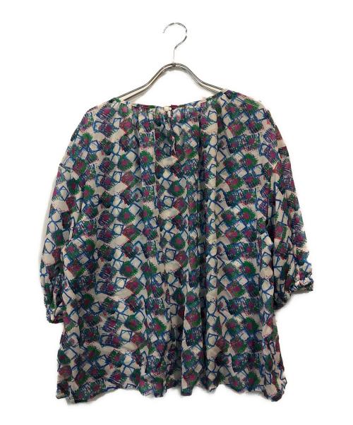 HERALBONY（ヘラルボニー）HERALBONY (ヘラルボニー) シフォンブラウス「タイトル不明」 ブルー×パープル サイズ:Freeの古着・服飾アイテム