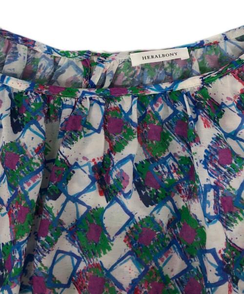 HERALBONY（ヘラルボニー）HERALBONY (ヘラルボニー) シフォンブラウス「タイトル不明」 ブルー×パープル サイズ:Freeの古着・服飾アイテム