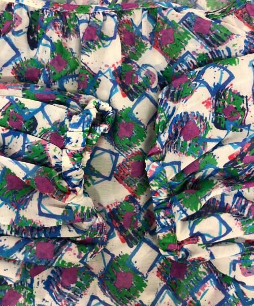 HERALBONY（ヘラルボニー）HERALBONY (ヘラルボニー) シフォンブラウス「タイトル不明」 ブルー×パープル サイズ:Freeの古着・服飾アイテム