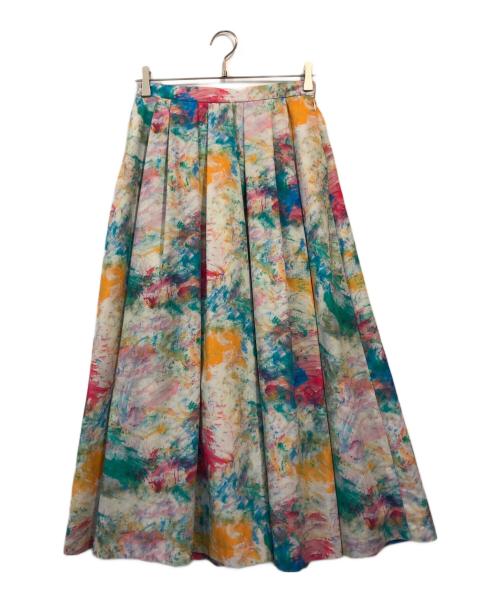 HERALBONY（ヘラルボニー）HERALBONY (ヘラルボニー) フレアスカート「無題(春)」 グリーン×ピンク サイズ:Mの古着・服飾アイテム