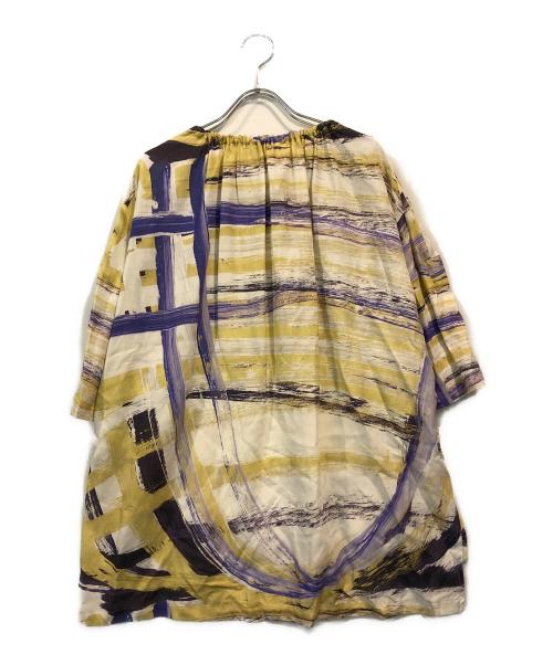 HERALBONY（ヘラルボニー）HERALBONY (ヘラルボニー) リネンブラウス「ももこ」 イエロー×パープル サイズ:FRの古着・服飾アイテム