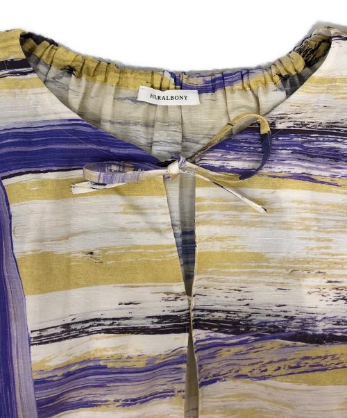 HERALBONY（ヘラルボニー）HERALBONY (ヘラルボニー) リネンブラウス「ももこ」 イエロー×パープル サイズ:FRの古着・服飾アイテム