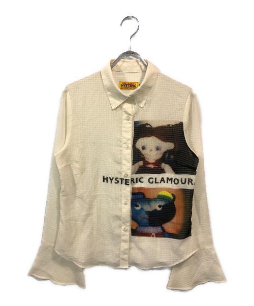 Hysteric Glamour（ヒステリックグラマー）Hysteric Glamour (ヒステリックグラマー) HYSTERIC DOLL＆RAINBOW BEAR フリルカフスブラウス ベージュ サイズ:Mの古着・服飾アイテム