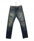 Hysteric Glamourヒステリックグラマー）の古着「リペア加工スタッズデニムパンツ」｜インディゴ