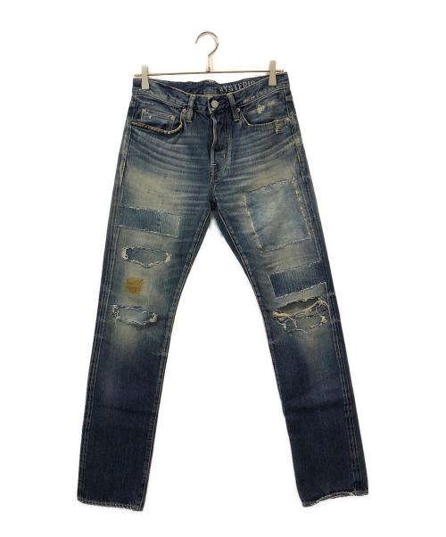 Hysteric Glamour（ヒステリックグラマー）Hysteric Glamour (ヒステリックグラマー) リペア加工スタッズデニムパンツ インディゴ サイズ:SIZE 71cm (W28)の古着・服飾アイテム