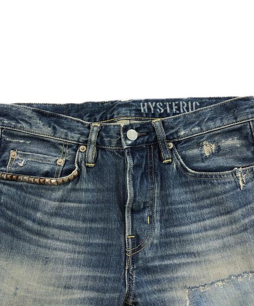 Hysteric Glamour（ヒステリックグラマー）Hysteric Glamour (ヒステリックグラマー) リペア加工スタッズデニムパンツ インディゴ サイズ:SIZE 71cm (W28)の古着・服飾アイテム