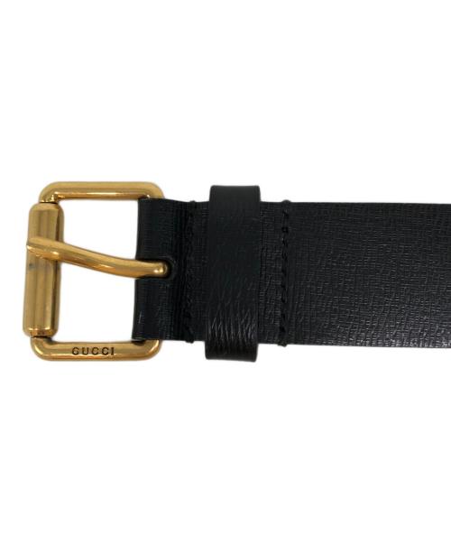 GUCCI（グッチ）GUCCI (グッチ) スネークプリントレザーベルト ブラックの古着・服飾アイテム