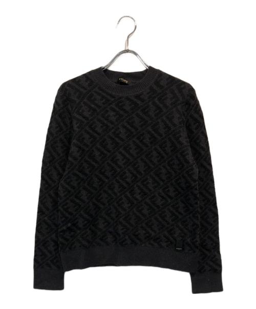 FENDI（フェンディ）FENDI (フェンディ) FFモチーフジャガードニット ブラック サイズ:SIZE 48の古着・服飾アイテム
