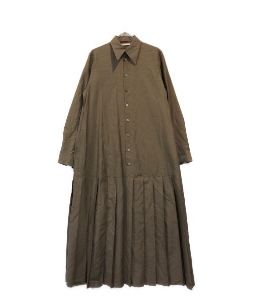 GALERIE VIE（ギャルリーヴィー）GALERIE VIE (ギャルリーヴィー) コットンシルクパラシュート プリーツシャツワンピース グレー サイズ:FREEの古着・服飾アイテム