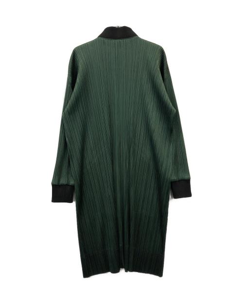 PLEATS PLEASE（プリーツプリーズ）PLEATS PLEASE (プリーツプリーズ) プリーツブルゾンディティールワンピース グリーン サイズ:３の古着・服飾アイテム