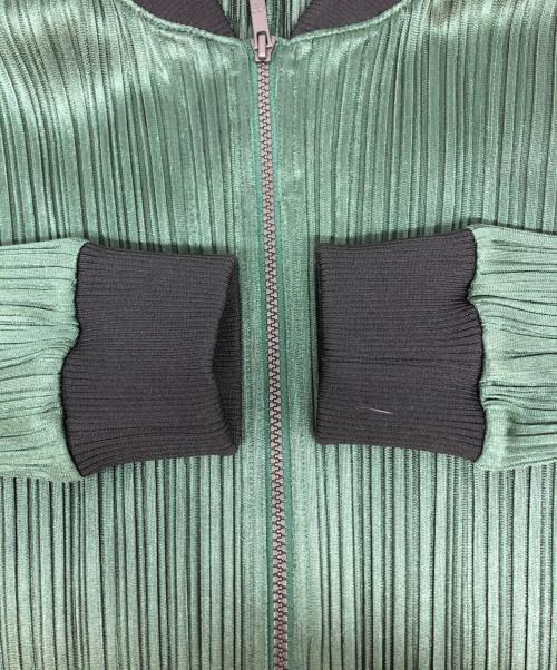 PLEATS PLEASE（プリーツプリーズ）PLEATS PLEASE (プリーツプリーズ) プリーツブルゾンディティールワンピース グリーン サイズ:３の古着・服飾アイテム