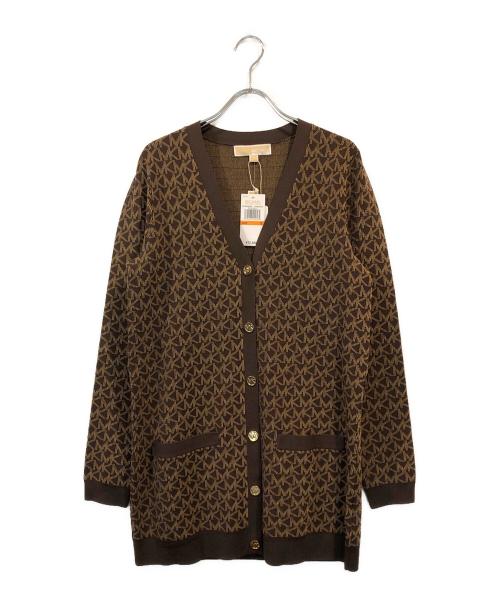 MICHAEL KORS（マイケル・コース）MICHAEL KORS (マイケルコース) 金釦モノグラムロングカーディガン ブラウン サイズ:Sの古着・服飾アイテム