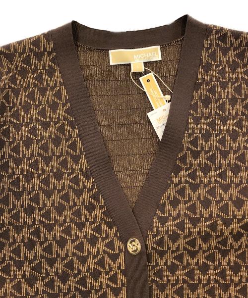MICHAEL KORS（マイケル・コース）MICHAEL KORS (マイケルコース) 金釦モノグラムロングカーディガン ブラウン サイズ:Sの古着・服飾アイテム