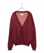 Maison Margielaメゾンマルジェラ）の古着「12SS ボーダーレイヤードガーゼカーディガン」｜バーガンディー