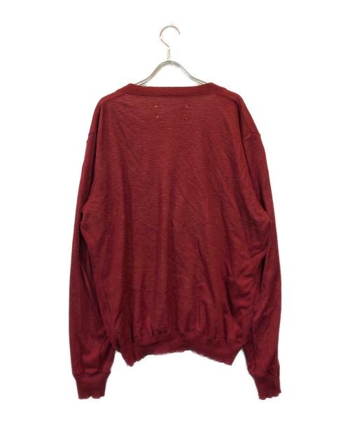 Maison Margiela（メゾンマルジェラ）Maison Margiela (メゾンマルジェラ) 12SS ボーダーレイヤードガーゼカーディガン バーガンディー サイズ:Mの古着・服飾アイテム