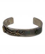 BIG HANDビッグハンド）の古着「K18 エメラルド付きシルバーバングル」｜シルバー×ゴールド