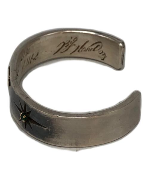 BIG HAND（ビッグハンド）BIG HAND (ビッグハンド) K18 エメラルド付きシルバーバングル シルバー×ゴールドの古着・服飾アイテム